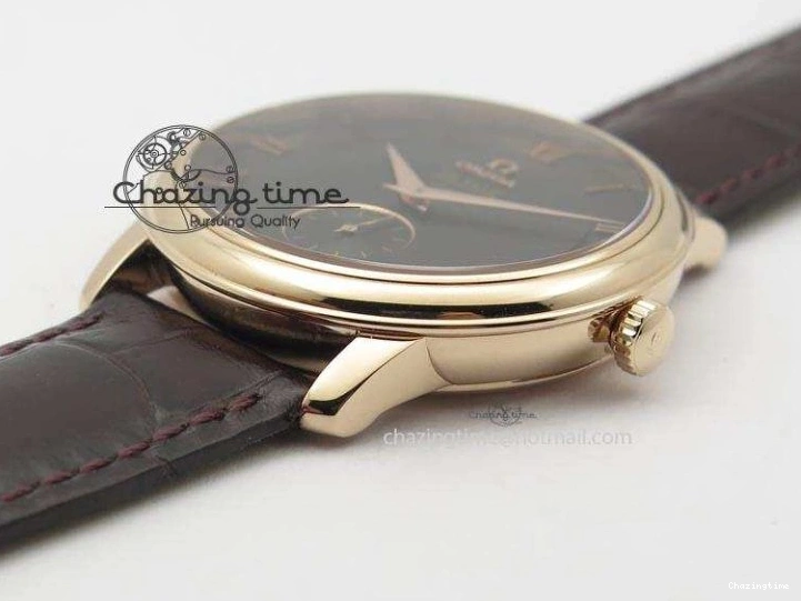 0422 TimelessDesign De Ville MK 1:1 Best Edition RG Black Dial On Black Leather Asian Seagull T1701 (Sec@6) 8236